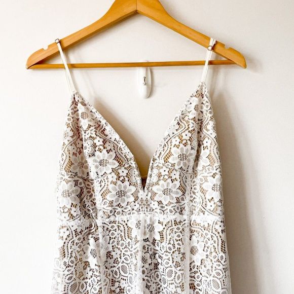 For Love & Lemons Rosemary White Lace Midi Dress Sz M - Picture 6 of 10